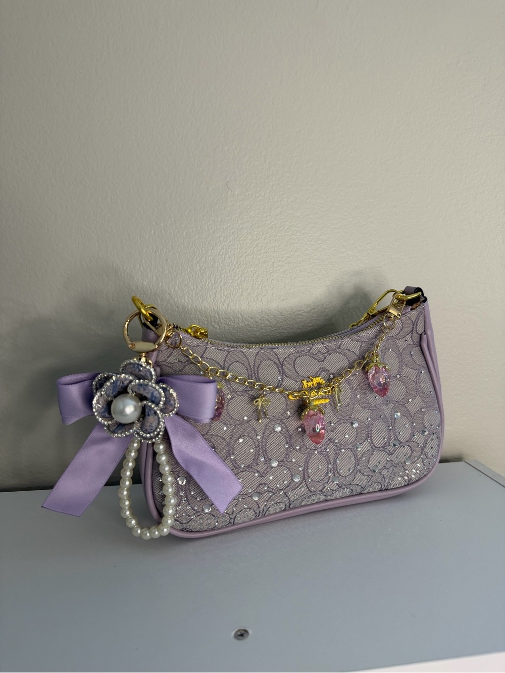Lilac Embellished Women’s Shoulder Bag